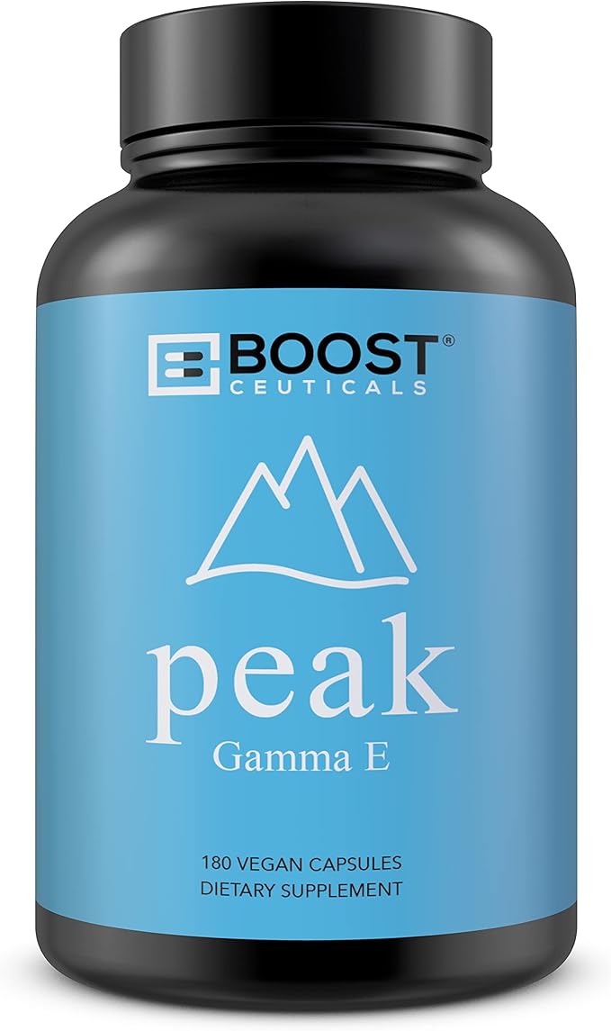 BoostCeuticals Gamma E 90mg Mixed Tocopherols - Inflammation Support Heart Health Nitrogen Free Radical Protection Prostate Health Omega 3 Synergy Non-GMO 180 Vegan Capsules