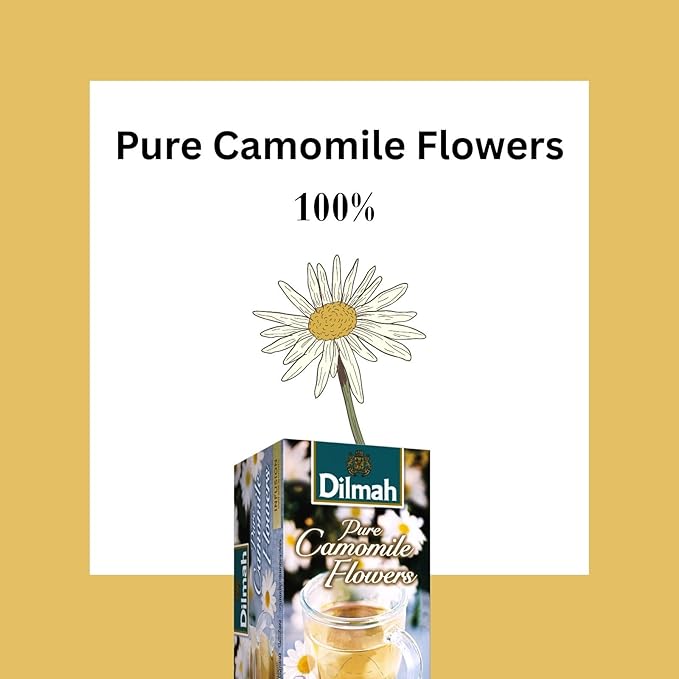 Dilmah Single Origin Camomile Ceylon Herbal Tea – 100% Pure Camomile Flowers Naturally Caffeine-Free Herbal Infusion – 20 Individually Foil-Wrapped Bags per Pack (3-Pack 60 tea bags Total)