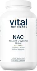 Vital Nutrients NAC 600mg - N-Acetyl Cysteine - Vegan NAC Supplement - Antioxidant for Sinus Liver Immune and Respiratory Health* - Gluten Dairy Soy Free - 200 Capsules