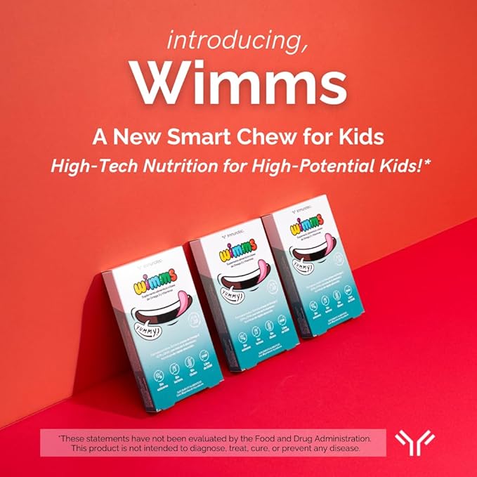 Immunotec Wimms Smart Chews – Kids Omega-3 &amp Multivitamin Supplement – Supports Brain Development Focus &amp Immune Health – DHA EPA Vitamin D3 C &amp E – Sugar-Free – 30 Chews