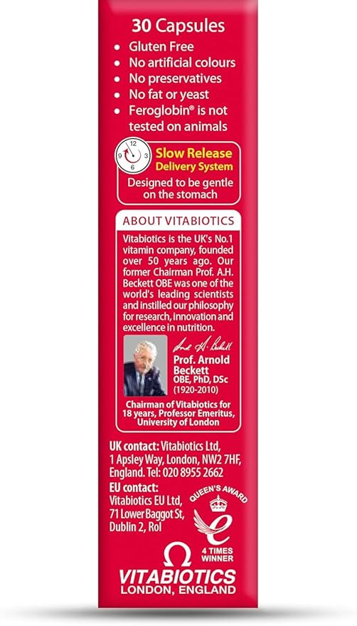 UK's Feroglobin Capsules | Gentle Iron - Reduce Tiredness &amp Fatigue (Pack of 2)