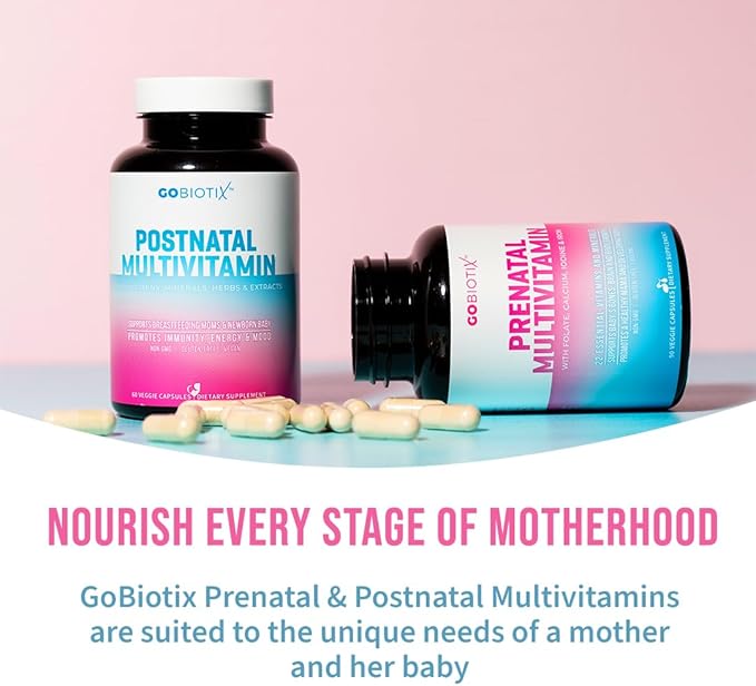 GOBIOTIX Prenatal Vitamins for Women - Multivitamins with Iron Calcium Vitamin D2 C Zinc &amp Folic Acid for Pregnancy - Pre and Postpartum Essentials - Non-GMO - 90 Capsules