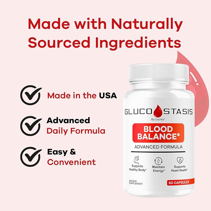 GlucoStasis Blood Balance Support - Official GlucoStasis Capsules Support Supplement All Natural Advanced Formula GlucoStasis Pills Vitamins for Health &amp Wellness 60 Capsules for 1 Month