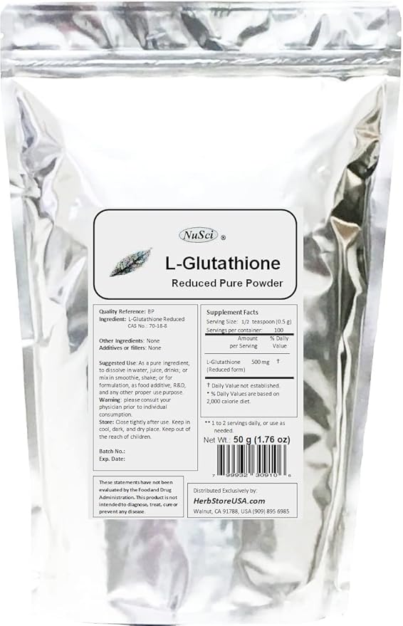 L-Glutathione Reduced Powder Powerful Antioxidant Immune Support (50 Grams (1.76 oz))