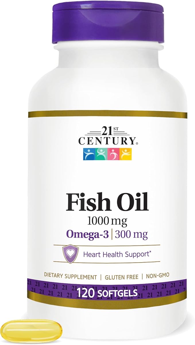 21st Century Omega-3 Fish Oil 1000 mg Softgels 120 Soft Gels (Pack of 12)