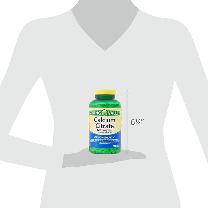 Spring Valley - Calcium Citrate Bone Health Supplement 600mg 300 Count (1) + ViT4 Pill Box.
