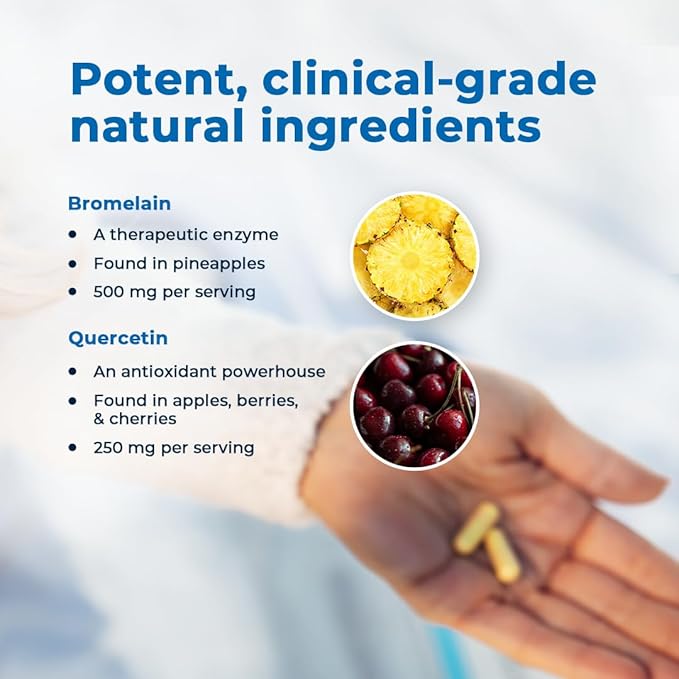 VitaMedica Bromelain &amp Quercetin Supplement - 500mg Bromelain 250mg Quercetin - 2400 GDU for Immunity Joint Support Inflammation and Muscle Recovery - 20 Vegan Capsules - 5 Day Supply