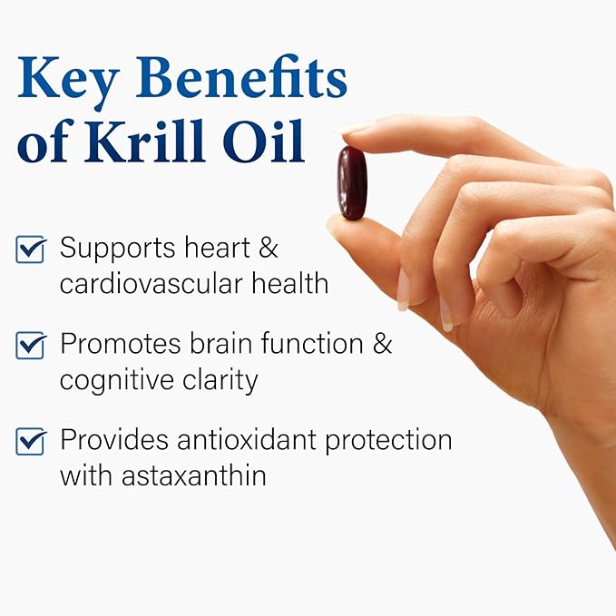 Antarctic Krill Oil 1000mg Contains Omega-3 Fatty Acid EPA DHA Axtaxanthin and Phospholipids (60 Count)