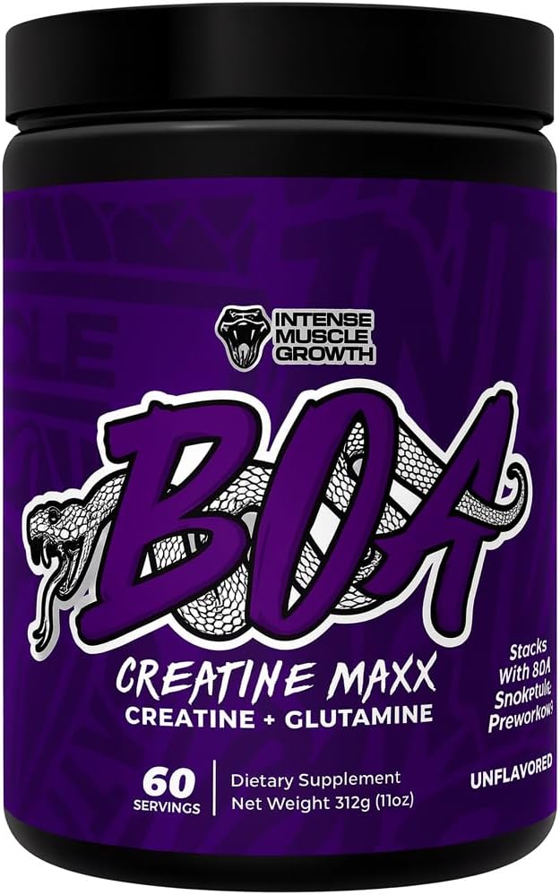 BOA Creatine MAXX Creatine + Glutamine Powder Unflavored Muscle Recovery &amp Performance Support (30 Servings)