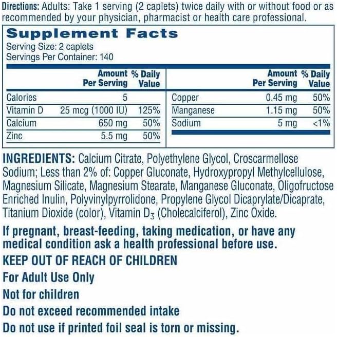 Citra Maximum Plus Calcium Citrate + Vitamin D3 Supplement Tablets 280 ct.