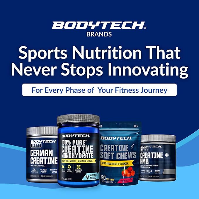 BodyTech 100% Pure Creatine Monohydrate Powder - Micronized for Maximum Absorption - Supports Muscle Strength &amp Power Output - Arctic Blast (13 oz 55 Servings)