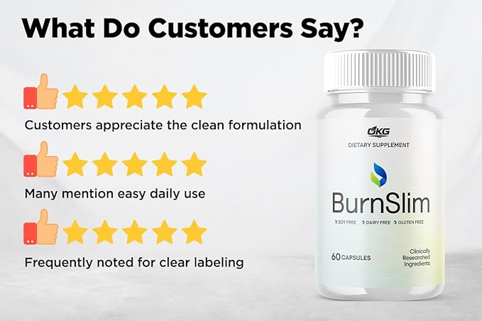 Burn Slim Capsules Official Burnslim Support Pills Made with All Natural Ingredients Burn Slim Advanced Active Liefstyle Support Premium Health and Wellness Supplement Made in The USA (60 Capsules)