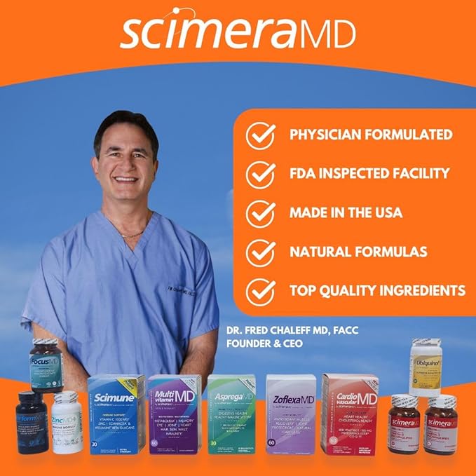 ScimeraMD® AspregaMD 30CT Probiotic + Prebiotic MultivitaminMD Multiminerals and FocusMD Brain Support Supplement for Digestive Health Wellness and Cognitive Health Support