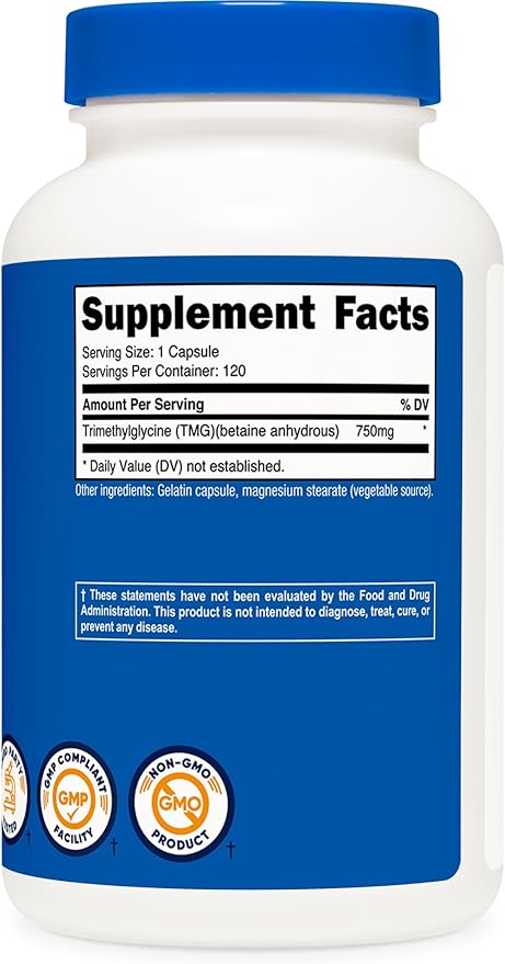 Nutricost TMG 750mg 120 Capsules (3 Bottles)