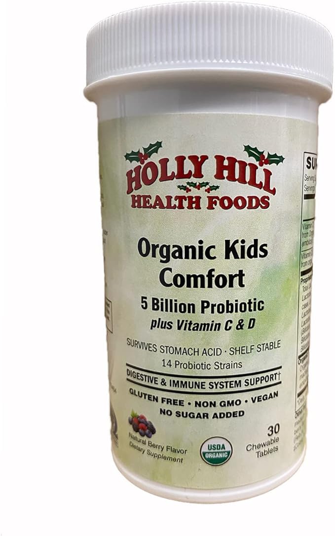 Holly Hill Health Foods Organic Kids Comfort 5 Billion Probiotic Berry 30 Chewable Tablets