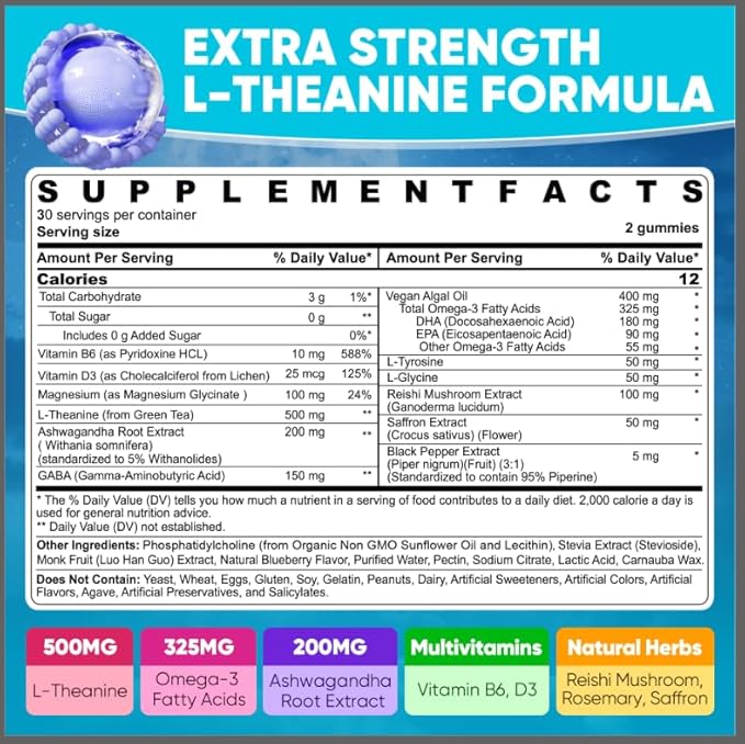Glucosamine Chondroitin Gummies &amp Liposomal L Theanine 500mg Gummies