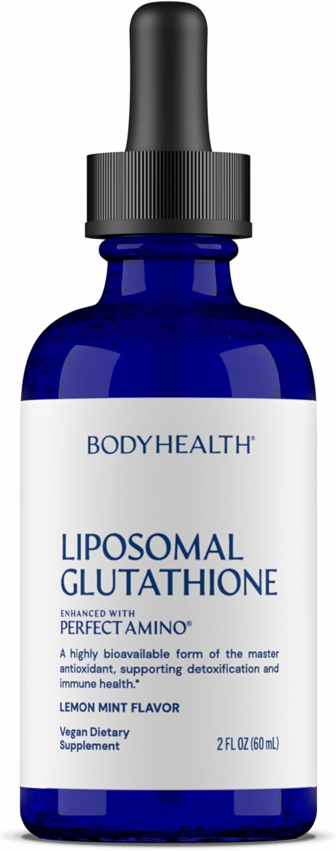 BodyHealth Liposomal L-Glutathione 100 mg – Lemon Mint Flavor | Supports Detox Liver &amp Immune Health | Vegan Non-GMO Gluten-Free - 2 FL OZ (60 mL)