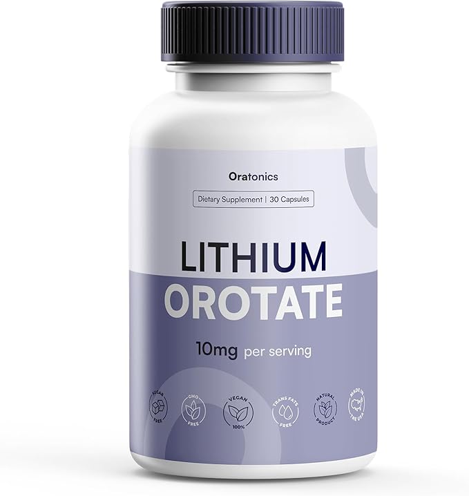 Lithium Orotate 10mg – Trace Mineral Lithium Supplement for Daily Balance &amp Cognitive Clarity – Low-Dose Highly Absorbable Formula – Vegan Non-GMO Capsules – 30 Count