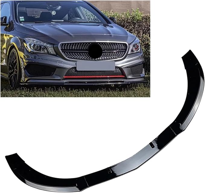 Car Front Bumper Lip Compatible for Mercedes Benz CLA Class C117 CLA200 260 CLA45 AMG 2013-2015 ABS Spoiler Splitter Body Kits Diffuser(Color:Glossy Black)
