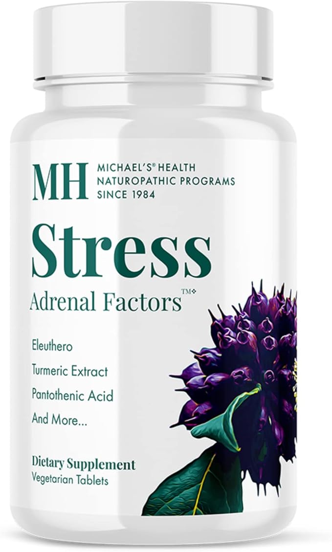 Michael's Health Naturopathic Programs Stress Adrenal Factors - 60 Vegetarian Tablets - Nutrients to Nourish the Adrenal Glands - With Turmeric &amp Ashwagandha - Stimulant Free - 20 Servings