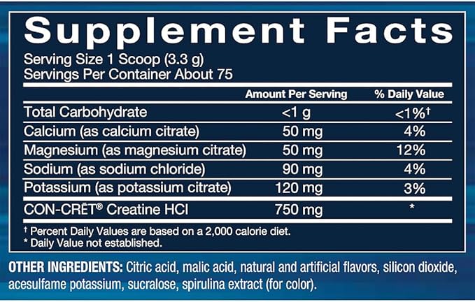 BodyTech Creatine HCl + Electrolytes Powder Highly Water-Soluble Creatine with Electrolyte Minerals Supports Hydration and Performance Rocket Pop Flavor 8.8 oz 75 Servings