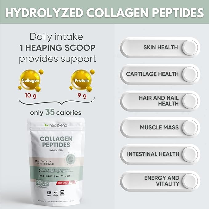 Bovine Collagen Powder Hydrolyzed Multi Collagen Peptides Powder Supplement: for Collagen Protein Coffee and Healthy Hair Skin Nails - 45 Servings (3)