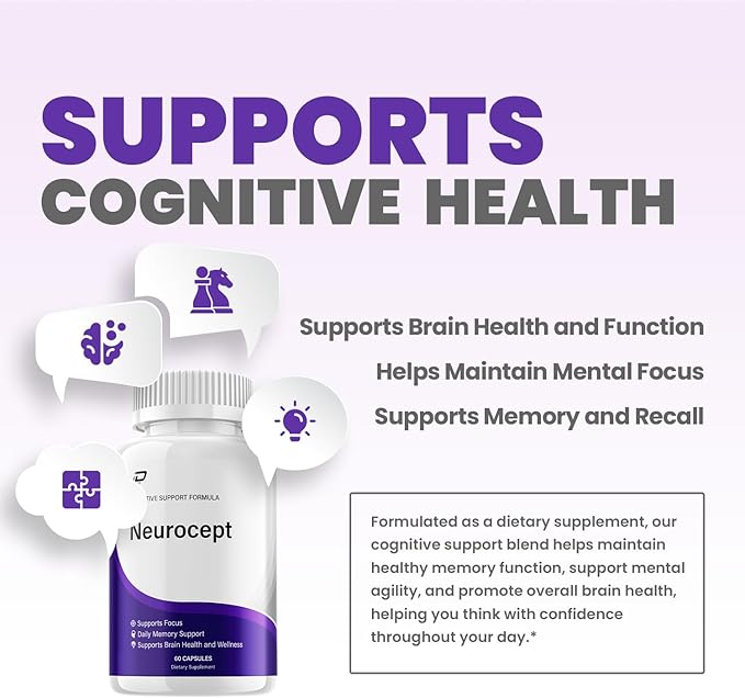 Neurocept Supplement Capsules – All Natural Maximum Strength Formula Focus &amp Memory Support (2 Pack – 120 Capsules)