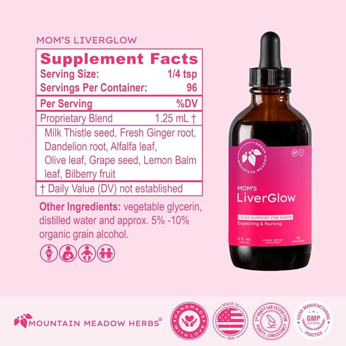 Mountain Meadow Herbs Mom's Liver Glow Advanced Detoxifier and Regenerator to Support Liver Health and Function - 4 oz - for a Happy Liver