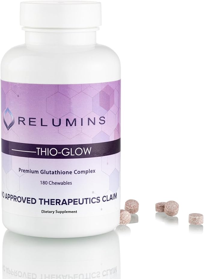 Relumins Labs Thio-Glow Chewable Sublingual Glutathione Complex with Biotin VIT C &amp E Plus Grapeseed Polyphemols – 330mg Gluta Per Serving – 4X More Effective Than Liposomal Spring Glow Essentia