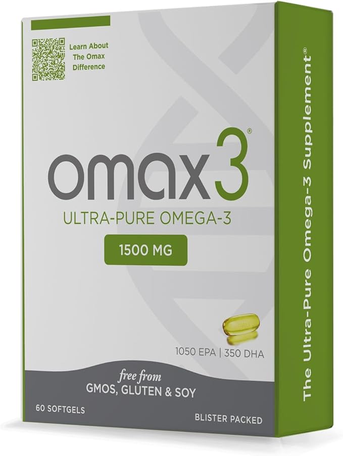 Omax3 Ultra - Pure Omega 3 Fish Oil Pills 1500 MG EPA DHA - Omega3 Fatty Acid Supplements Muscle &amp Joint- Gluten Free Wild Caught Non GMO 30-Day Supply Blister Packed (1 Box)