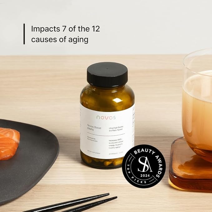 Novos Boost NMN - Contains 250 mg of High-Purity NMN 60 Capsules Supports Cellular Repair and DNA Protection Boosts NAD+