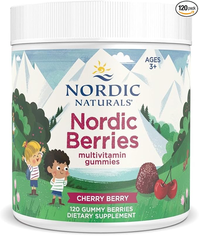 Nordic Naturals Nordic Berries Cherry Berry - 120 Gummy Berries - Great-Tasting Multivitamin for Ages 2+ - Growth Development Optimal Wellness - Non-GMO Vegetarian - 30 Servings