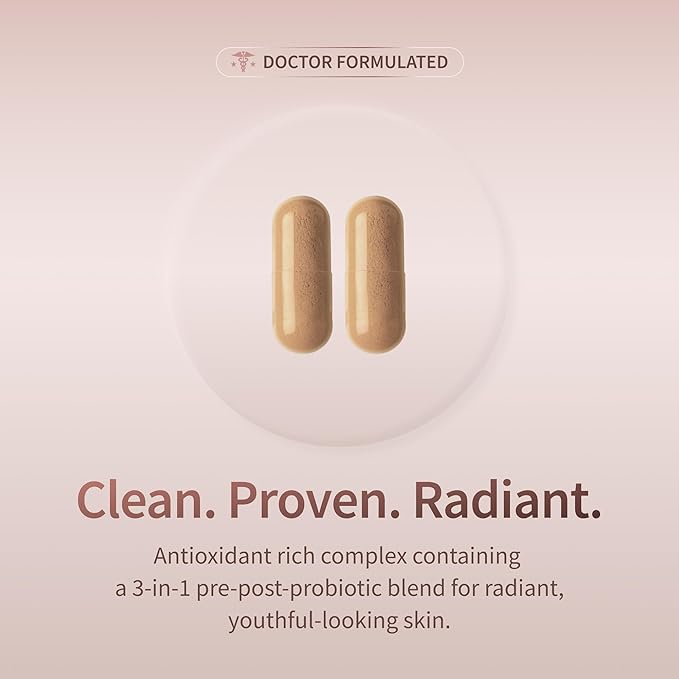 Snap Supplements Skin Glow - Gut &amp Skin Probiotics for Women &amp Men with Vitamin A Biotin &amp Clinically Studied Spinach to Support a Radiant Healthy-Looking Appearance 60 Capsules (1 Mont