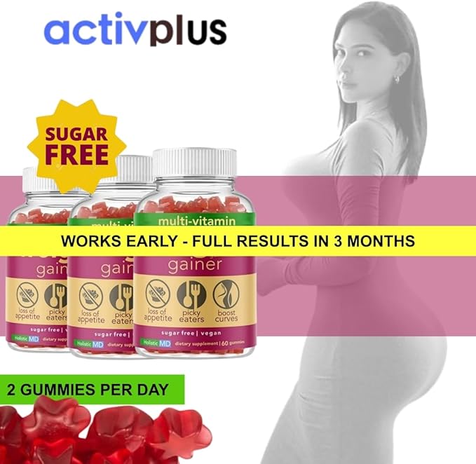 Gainer for Women | 10 clinically Studied Ingredients | Plant Based Vegan Strawberry Flavor | Packaging May Vary | Sugar Free 60 Gummies
