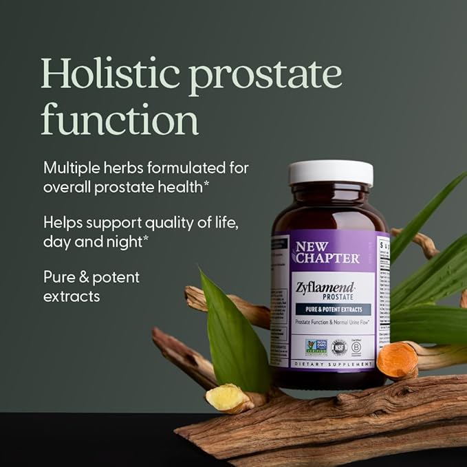 New Chapter Prostate Supplement Zyflamend Prostate with Saw Palmetto + Pumpkin Seed Oil + Turmeric for Prostate Health Vegetarian Capsule 60 Count