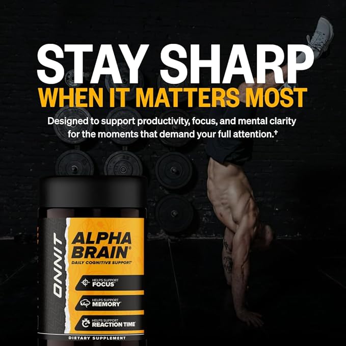ONNIT Alpha Brain Nootropic Brain Supplement for Focus Memory Mental Clarity Cognitive Support with L-Theanine and Vitamin B6 60 Count Capsules