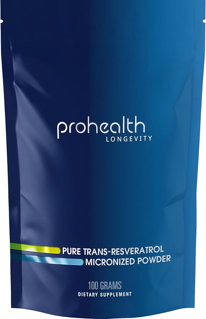 ProHealth Longevity Bulk Trans Resveratrol Powder 100 Grams - Pure Pharmaceutical Grade 1000 mg per Scoop Superior Absorption and Bioavailability