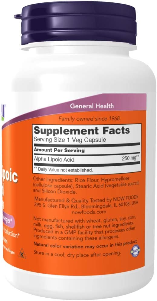 NOW Foods Alpha Lipoic Acid 250mg 120 Vegetable Capsule (2 Pack)