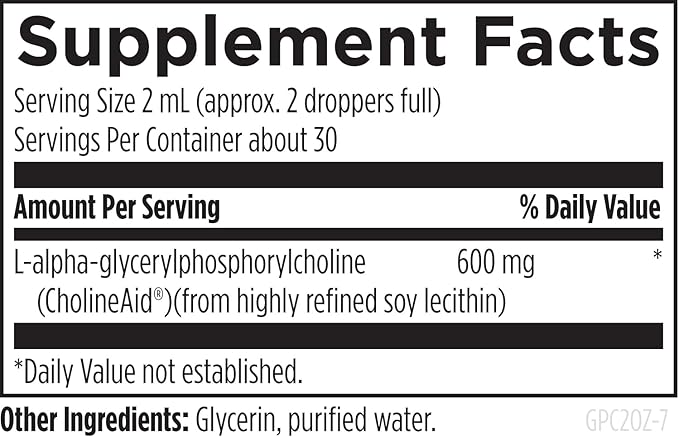 Designs for Health GPC Liquid Drops - 600mg Soy Free Alpha Glycerophosphocholine Supplement Non-GMO GPC Choline from Sunflower Lecithin - Supports Healthy Brain Function (30 Servings / 2oz)