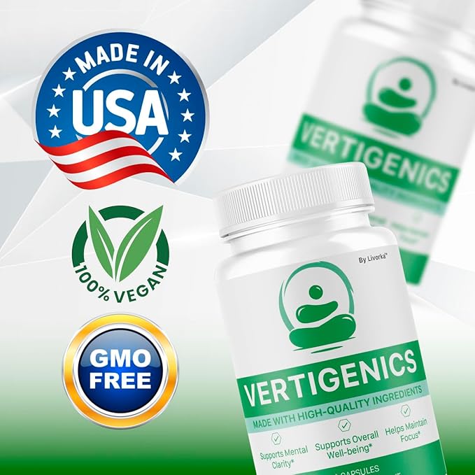Vertigenics Supplement Capsules Vertigenics Review Vertigenics Advanced Formula Brain Health Support Vertigenics Pills All Natural Formula 60 Capsules for 1 Month