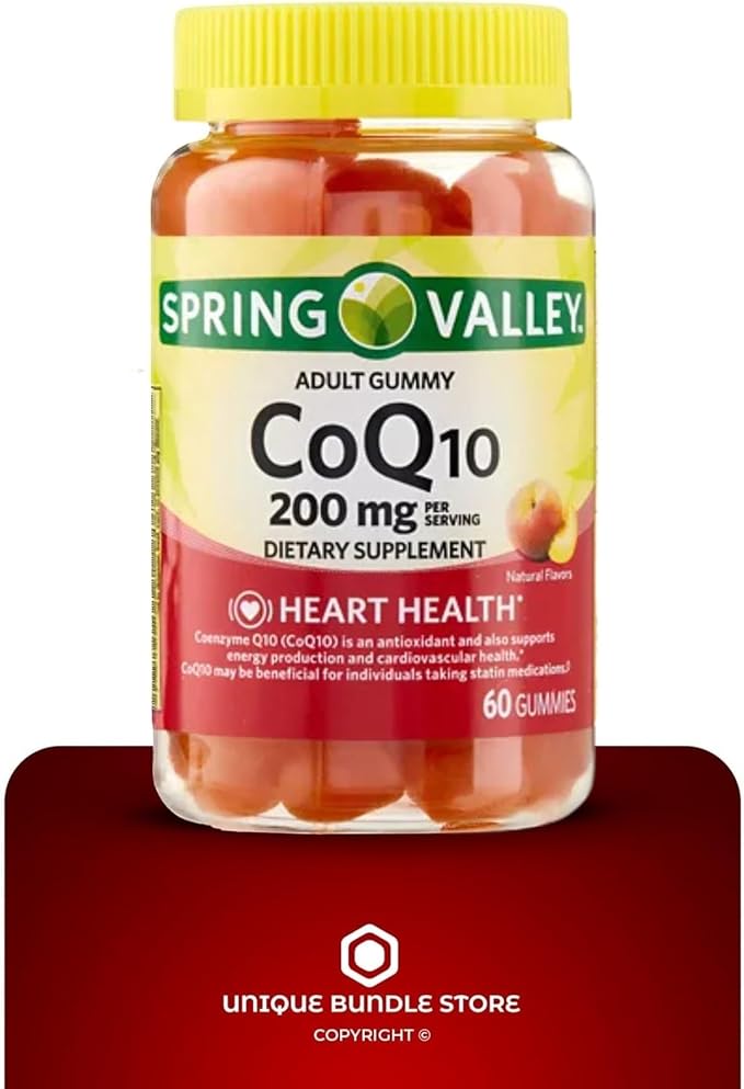 Unique Bundle Store CoQ10 200mg 60 Gummies – Natural Fruit Flavor Coenzyme Q10 Supplement for Adults Coq10 Gummies Q10 Coenzyme Daily Antioxidant Nutritional Support (Pack of 2)