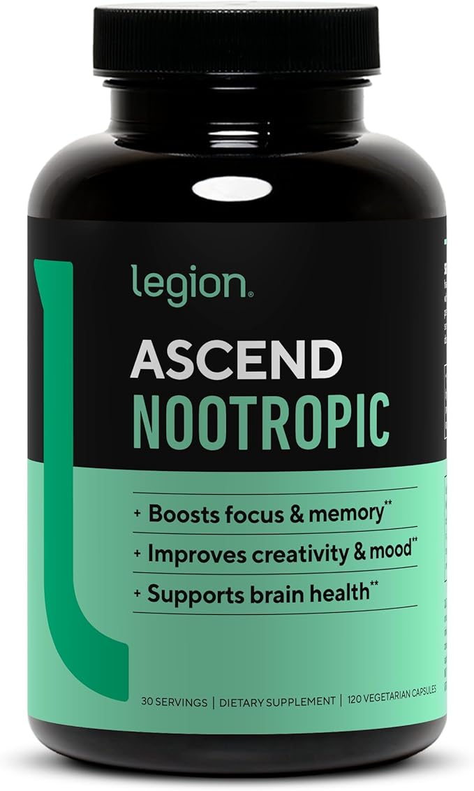 LEGION Athletics Ascend Nootropic - All-Natural Brain Supplements for Memory and Focus - Nootropics Brain Support Supplement with Alpha-GPC - Brain Supplement for Alertness &amp Mood Support 30 Serv