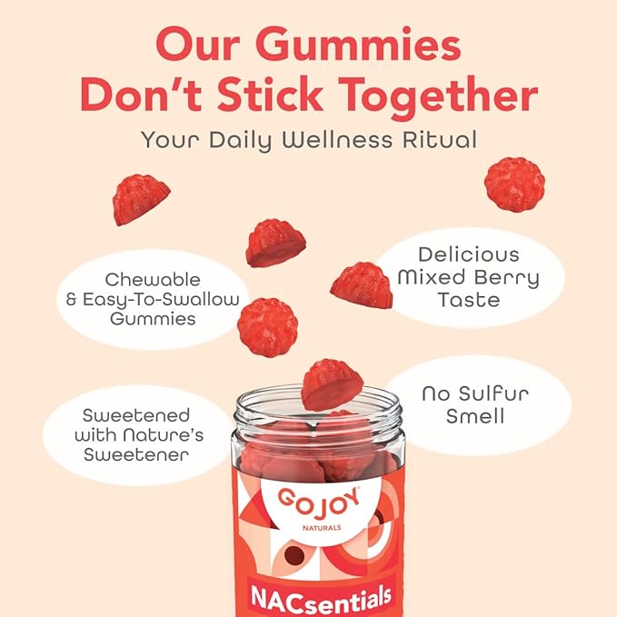 GOJOY NACsentials 7-in-1 NAC Gummies 600mg – Supports Glutathione Liver &amp Antioxidant Wellness – N-Acetyl Cysteine with Vitamin C ALA Quercetin &amp Astaxanthin – Vegan Sugar-Free