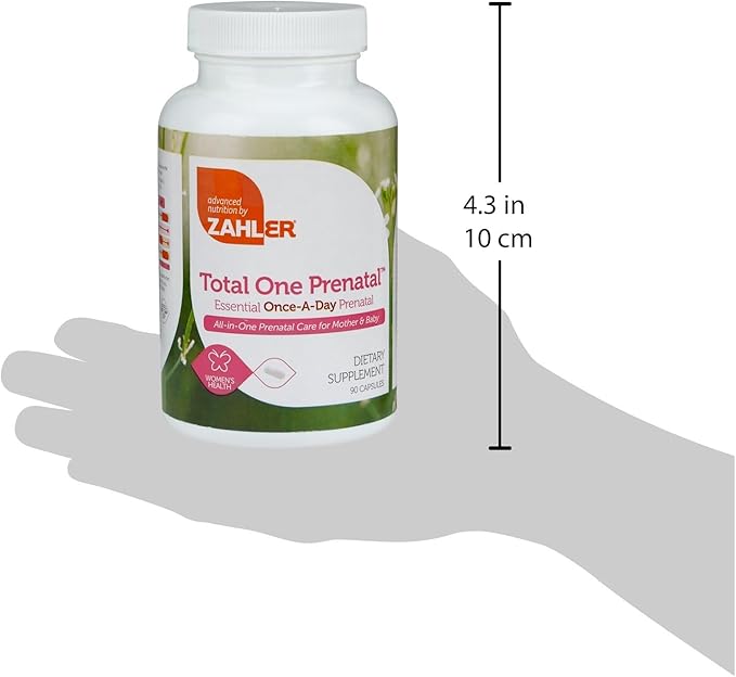 Zahler - Total One Prenatal Vitamins for Women (90 Count) Daily Multi Vitamin Prenatals with Folic Acid Iron Zinc &amp 19 Other Essential Vitamins &amp Minerals - Kosher Pre Natal Multivitamin Cap