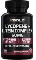 Lycopene + Lutein 60mg Supplement | Eye Health &amp Vision Support | Antioxidant for Healthy Eyes &amp Skin | Non-GMO Gluten Free | 180 Vegetarian Capsules | Made in USA