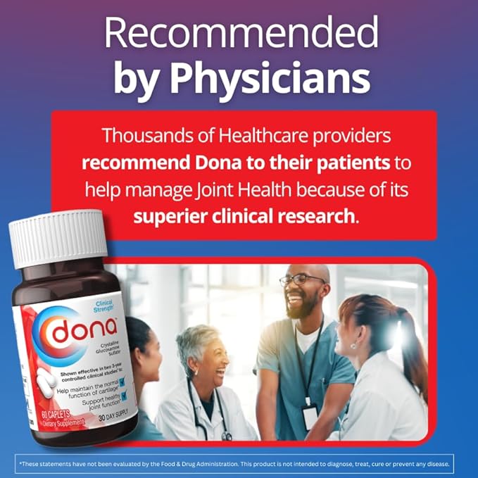 Dona Crystalline Glucosamine Sulfate 750 Mg Joint Supplement Pills for Knee Comfort &amp Joint Health Support 750 Mg 60 Count (2 Pack).