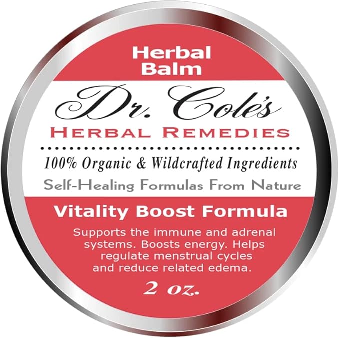 Dr. Cole’s Organic Herbal Vitality Boost Balm - May Assist with Low Energy &amp Adrenal Fatigue