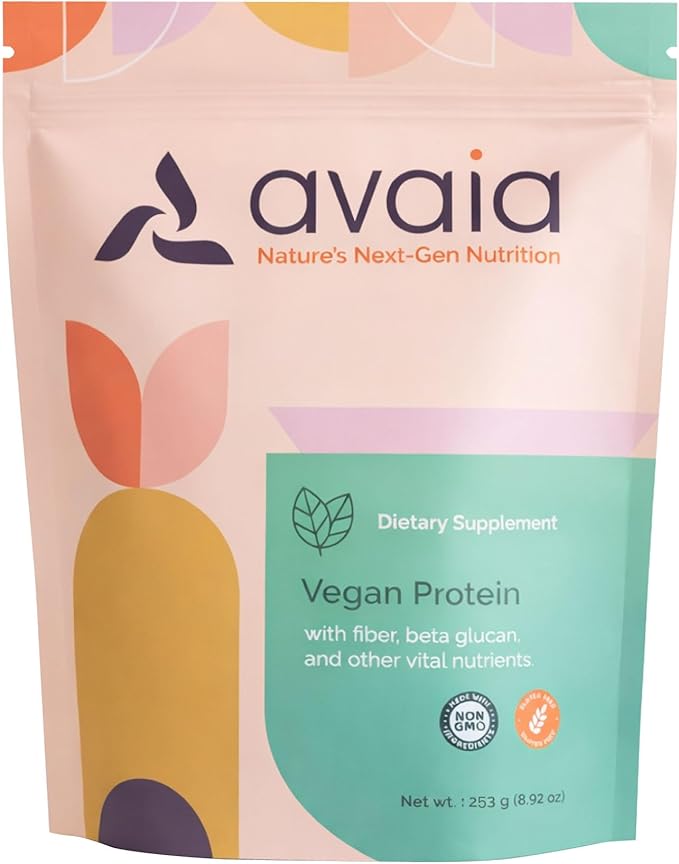Avaia Precision-Fermented Vegan Nutritional Supplement Powder with Protein Fiber Beta-Glucan Complete Amino Acids Dairy-Free Soy-Free Gluten-Free 30 Servings