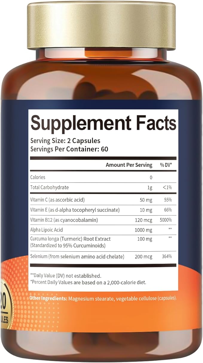 Totaria Alpha Lipoic Acid 1000mg - ALA Supplement Antioxidant for Neuropathy Support Nerve Health Liver Detox Antioxidant Metabolism and Cell Energy Anti-Aging - Non-GMO Gluten Free Vegan Safe