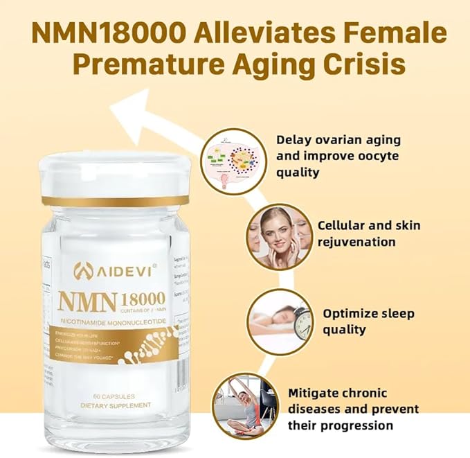 NMN 18000 480mg - 99% Pure Nicotinamide Mononucleotide Supplement with Resveratrol Nobel Laureate Developed Third-Party Tested Increased NAD+ Levels Healthy Aging 60-Day Supply 1pcs
